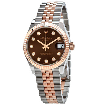 Datejust 31 Chocolate Diamond Dial Automatic Steel and 18kt Everose Gold Jubilee Watch 278271CHDJ