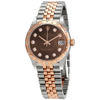 Datejust 31 Chocolate Diamond Dial Automatic Steel and 18kt Pink Gold Jubilee Watch 278341CHDJ