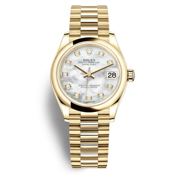 Datejust 31 Mother of Pearl Diamond Dial Automatic 18kt Yellow Gold Rolex President Watch 278248MDP