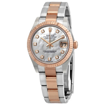 Datejust 31 Mother of Pearl Diamond Dial Automatic Steel and 18kt Everose Gold Oyster Watch 278271MDO