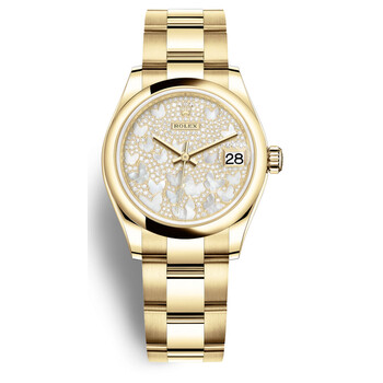 Datejust 31 Mother of Pearl Diamond Pave Dial 18kt Yellow Gold Oyster Watch 278248PAVEO