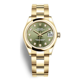 Datejust 31 Olive Green Diamond Dial Automatic 18kt Yellow Gold Oyster Watch 278248GNDO