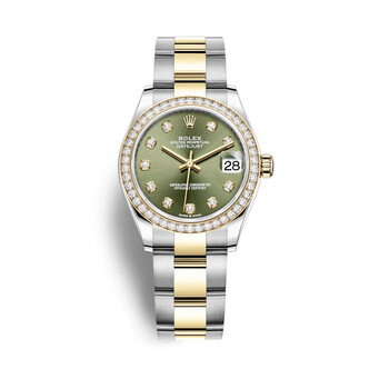 Datejust 31 Olive Green Diamond Dial Automatic Steel and 18kt Yellow Gold Oyster Watch 278383GNDO