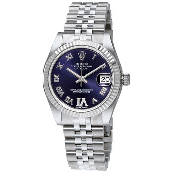 Datejust 31 Purple Dial Diamond Stainless Steel 18K White Gold Watch 178274PURDJ