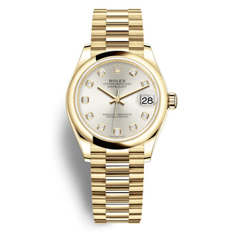 Datejust 31 Silver Diamond Dial Automatic 18kt Yellow Gold Oyster Watch 278248SDP