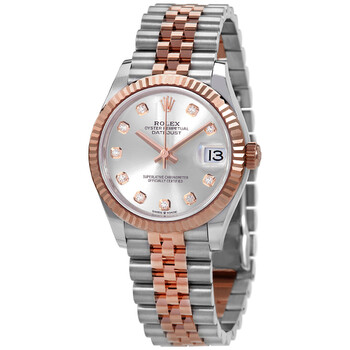 Datejust 31 Silver Diamond Dial Automatic Steel and 18kt Everose Gold Jubilee Watch 278271SDJ