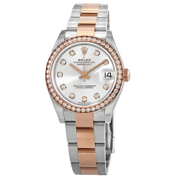Datejust 31 Silver Diamond Dial Automatic Steel and 18kt Everose Gold Oyster Watch 278381SDO