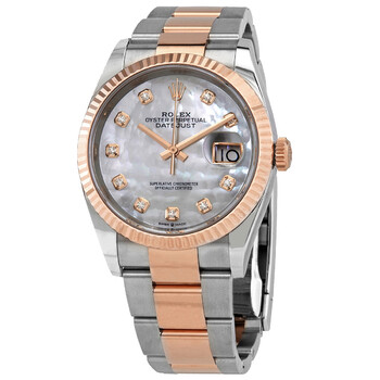 Datejust 36 Automatic Mother of Pearl Diamond Dial Steel and 18kt Everose Gold Oyster Watch 126231MDO