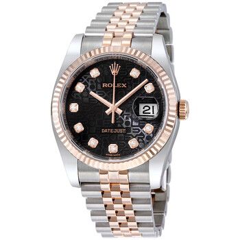 Datejust 36 Black Dial Stainless Steel and 18K Everose Gold Jubilee Bracelet Automatic Watch 116231BKJDJ