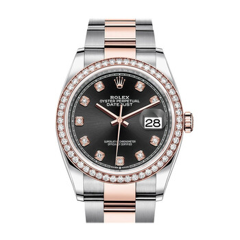 Datejust 36 Black Diamond Dial Automatic Steel and 18k Everose Gold Oyster Watch 126281BKDO