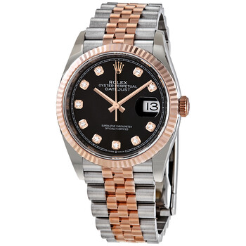 Datejust 36 Black Diamond Dial Automatic Steel and 18kt Everose Gold Jubilee Watch 126231BKDJ