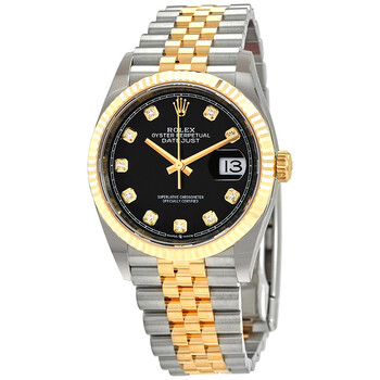 Datejust 36 Black Diamond Dial Stainless Steel and 18kt Yellow Gold Jubilee Watch 126233BKDJ