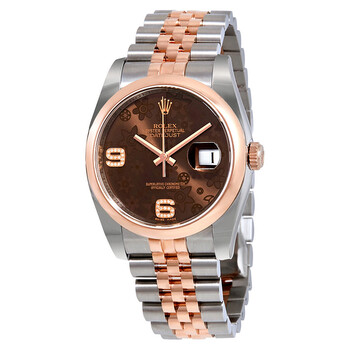 Datejust 36 Brown Floral Dial Steel and 18K Everose Gold Watch 116201BRFDAJ