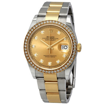 Datejust 36 Champagne Diamond Dial Steel and 18kt Yellow Gold Oyster Watch 126283CDO