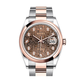 Datejust 36 Chocolate Jubilee Dial Steel and 18k Everose Gold Oyster Watch 126201CHJDO
