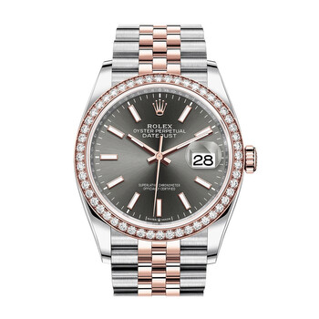 Datejust 36 Dark Rhodium Dial Steel and 18k Everose Gold Jubilee Watch 126281RSJ