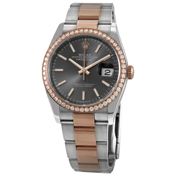 Datejust 36 Dark Rhodium Dial Steel and 18k Everose Gold Oyster Watch 126281RSO