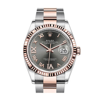 Datejust 36 Dark Rhodium Diamond Dial Steel and 18kt Everose Gold Oyster Watch 126231DRRDO