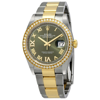 Datejust 36 Green Diamond Dial Steel and 18kt Yellow Gold Watch 126283GNRDO