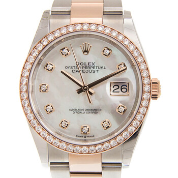 Datejust 36 Mother of Pearl Diamond Dial Automatic Steel and 18k Everose Gold Oyster Watch 126281MDO