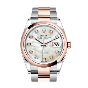 Datejust 36 Mother of Pearl Diamond Dial Steel and 18K Everose Gold Oyster Watch 126201MDO