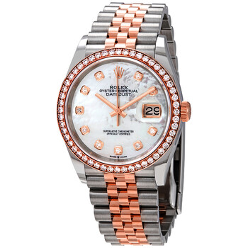 Datejust 36 Mother of Pearl Diamond Dial Steel and 18k Everose Gold Jubilee Watch 126281MDO