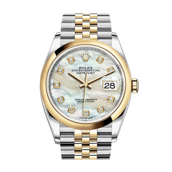 Datejust 36 Mother of Pearl Diamond Dial Steel and 18k Yellow Gold Jubilee Watch 126203MDJ