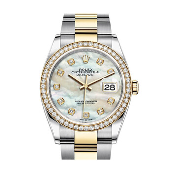 Datejust 36 Mother of Pearl Diamond Dial Steel and 18kt Yellow Gold Oyster Watch 126283MDO