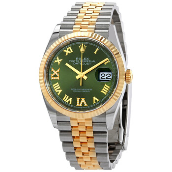 Datejust 36 Olive Green Diamond Dial Stainless Steel and 18kt Yellow Gold Jubilee Watch 126233GNRDJ