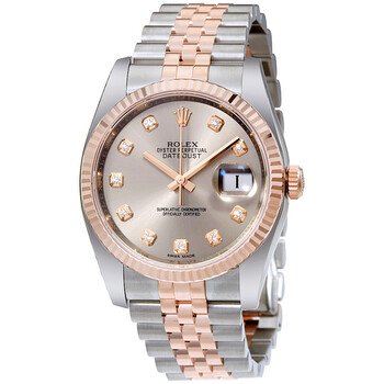 Datejust 36 Rhodium Diamond Dial Steel and 18kt Everose Gold Watch 116231RDJ