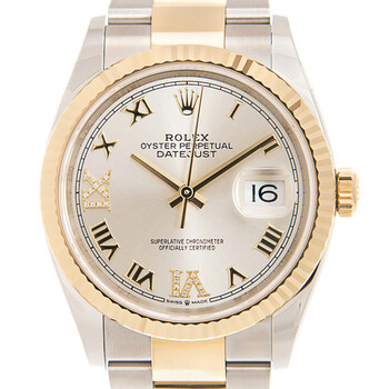 Datejust 36 Silver Diamond Dial Stainless Steel and 18kt Yellow Gold Oyster Watch 126233SRDO