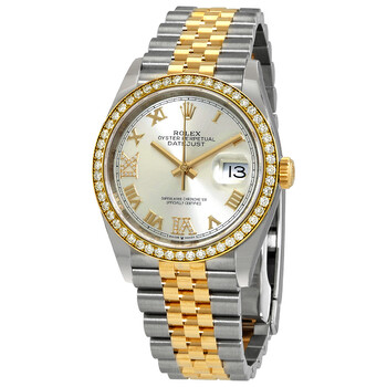 Datejust 36 Silver Diamond Dial Steel and 18kt Yellow Gold Jubilee Watch 126283SRDJ