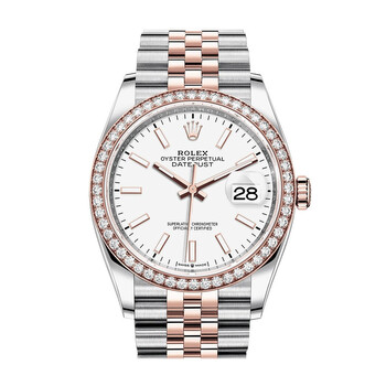 Datejust 36 White Dial Automatic Steel and 18k Everose Gold Jubilee Watch 126281WSJ