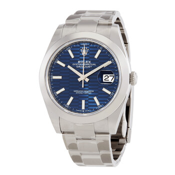 Datejust 41 Bright Blue Fluted Motif Dial Automatic Oyster Watch M1263000023