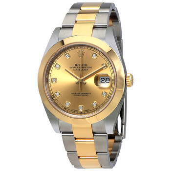 Datejust 41 Champagne Diamond Dial Steel and 18K Yellow Gold Oyster Watch 126303CDO
