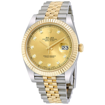 Datejust 41 Champagne Diamond Steel and 18K Yellow Gold Jubilee Watch 126333CDJ