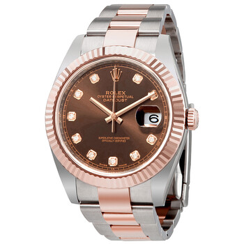 Datejust 41 Chocolate Diamond Dial Steel and 18K Everose Gold Oyster Watch 126331CHDO