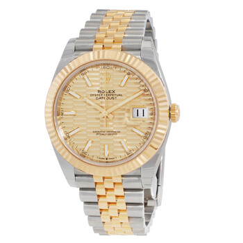 Datejust 41 Gold Fluted Motif Dial Steel and 18K Yellow Gold Jubilee Watch 126333BKSJ