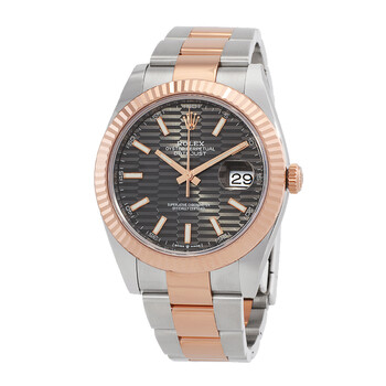 Datejust 41 Slate Fluted Motif Dial Automatic Steel and 18kt Everose Gold Oyster Watch M1263310019