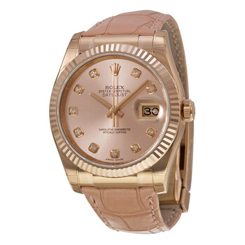 Datejust Automatic Pink Diamond Dial 18kt Everose Gold Watch 116135PKDL