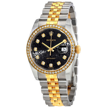 Datejust Black Dial 18 Carat Yellow Gold and Stainless Steel Watch 116243BKJDJ