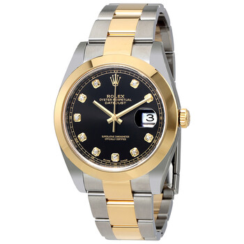 Datejust Black Diamond Dial Steel and 18K Yellow Gold Oyster Watch 126303BKDO