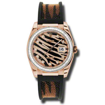 Datejust Black and Diamond Pave Dial Rubber Strap Automatic Watch 116185BBR