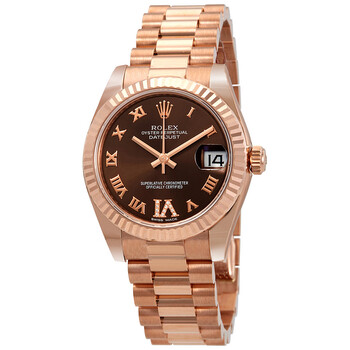 Datejust Chocolate Dial Automatic 18kt Everose Gold President Watch 178275CHRDP