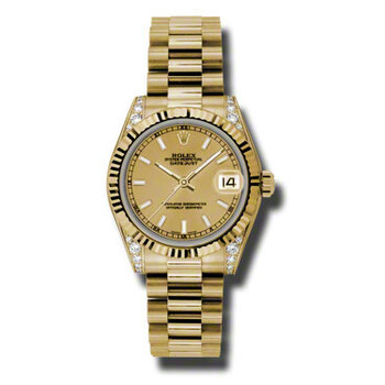 Datejust Lady 31 Champagne Dial 18K Yellow Gold President Automatic Watch 178238CSP
