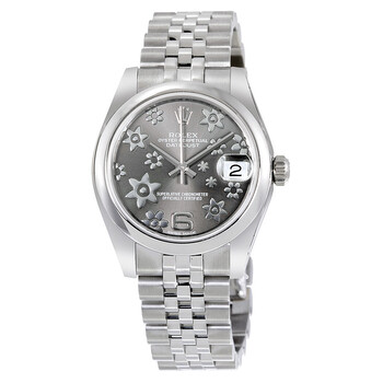 Datejust Lady 31 Floral Rhodium Dial Stainless Steel Jubilee Bracelet Automatic Watch 178240RFJ