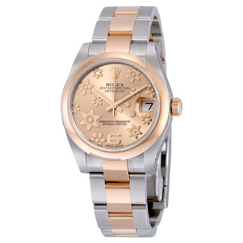 Datejust Lady 31 Pink Raised Floral Motif Dial Stainless Steel and 18K Everose Gold Oyster Bracelet Automatic Watch 178241PFAO