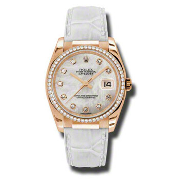 Datejust Mother of Pearl Automatic White Leather Strap Watch 116185MDL