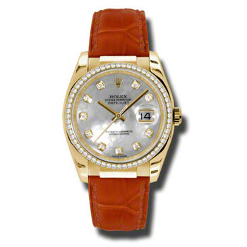 Datejust Mother of Pearl Diamond Dial Red Leather Watch 116188WMDL