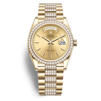 DayDate 36 Automatic Champagne Dial 18kt Yellow Gold Diamond Set President Watch 128348CSDP